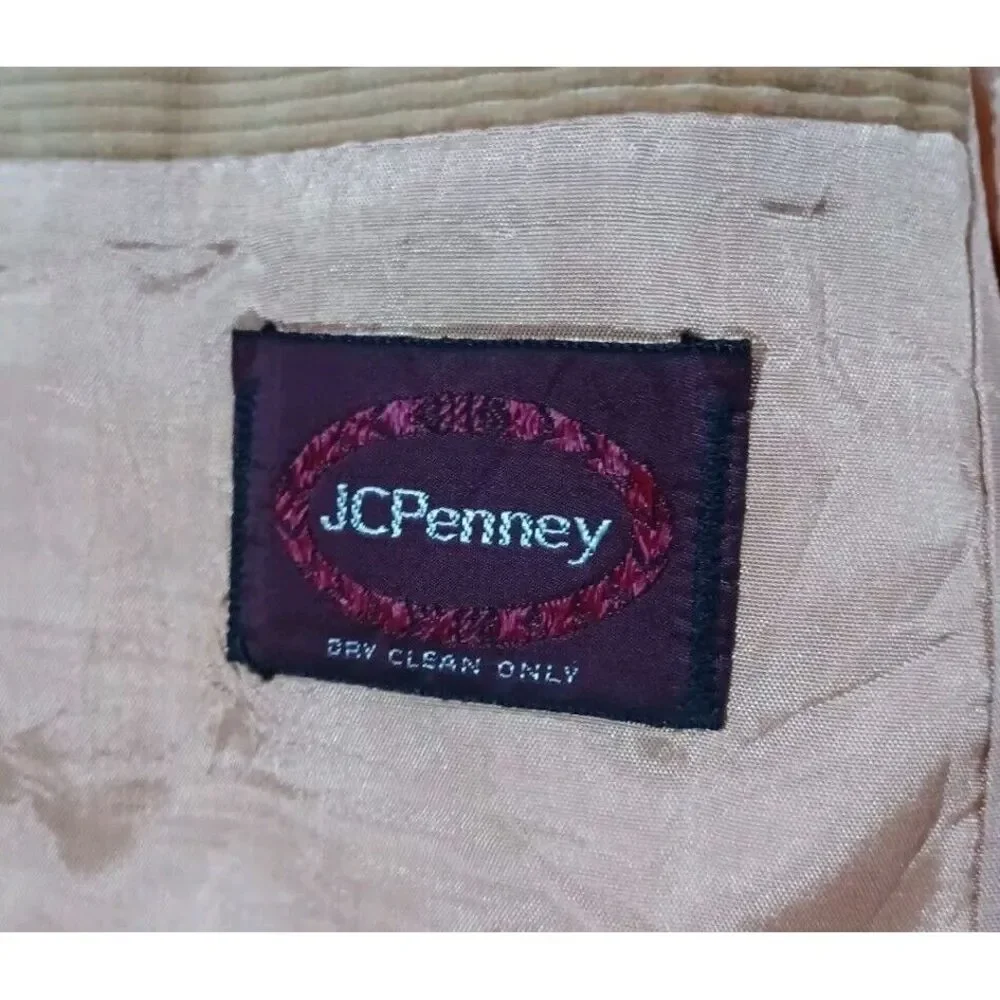 JC Penney Blazer Mens 44 R Brown Corduroy Jacket‎ 2 Button Vintage